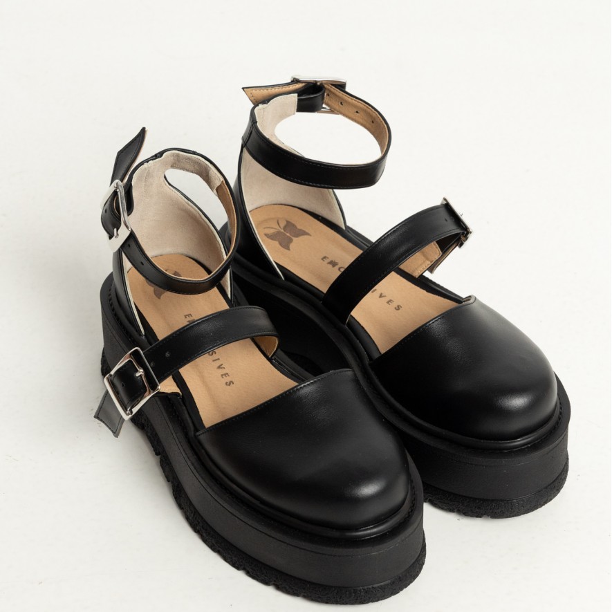 .Pantofi -  Double Belt -  Black 2.0